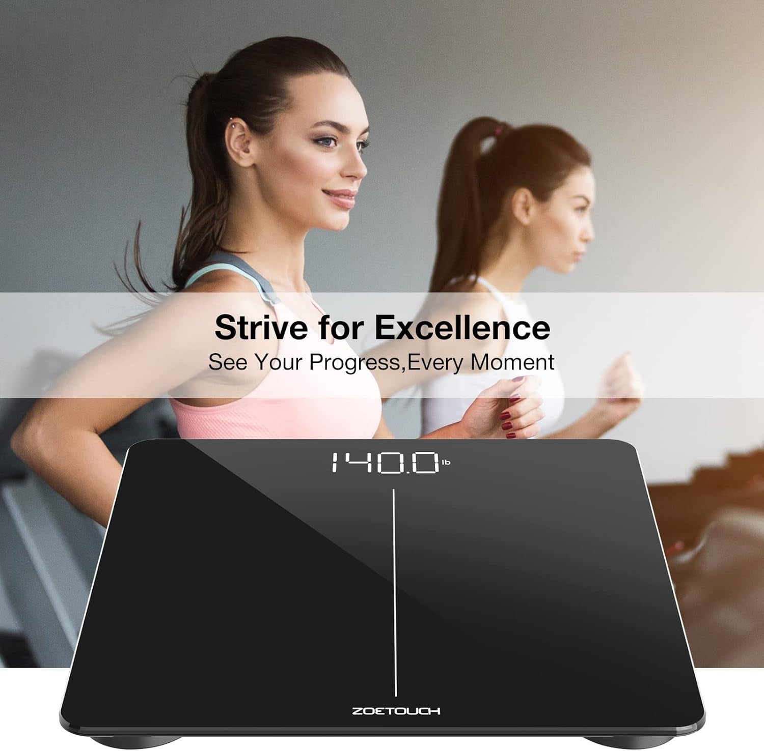 ZOETOUCH Bluetooth BMI Weighing Scale, Body Weight Scale, Smart Digital Bathroom Scales, 400 Lbs, Body Tape Measure and Batteries Included