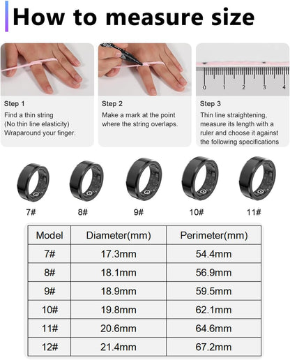 2025 Upgrade Smart Ring Health Tracker for Men Women - IP68 Waterproof Fitness Ring with Sleep Tracker/Heart Rate/Blood Oxygen/Steps/Distance/Calories,Air Shutter,Charging Case up to 7-Day, Silver #10